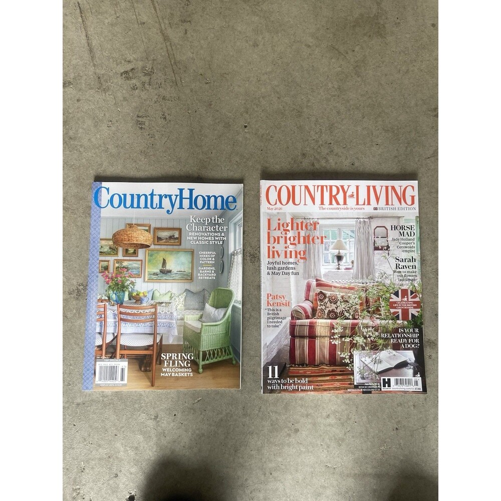 Country Home + Country Living British Home Decor Magazine Lot of 2